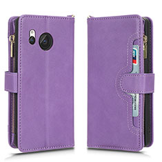Leather Case Stands Flip Cover Holder BY2 for Sharp Aquos R8 Purple