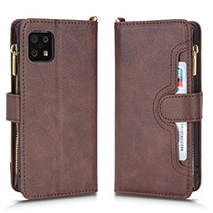 Leather Case Stands Flip Cover Holder BY2 for Sharp Aquos Sense6 Brown