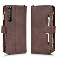 Leather Case Stands Flip Cover Holder BY2 for Sony Xperia 1 II Brown