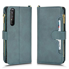 Leather Case Stands Flip Cover Holder BY2 for Sony Xperia 1 II Green