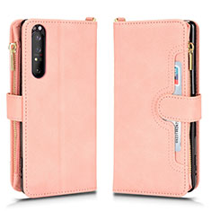 Leather Case Stands Flip Cover Holder BY2 for Sony Xperia 1 II Rose Gold