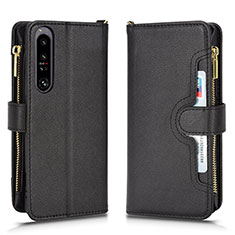 Leather Case Stands Flip Cover Holder BY2 for Sony Xperia 1 IV SO-51C Black