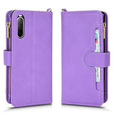 Leather Case Stands Flip Cover Holder BY2 for Sony Xperia 10 II Purple