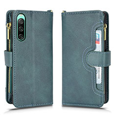 Leather Case Stands Flip Cover Holder BY2 for Sony Xperia 10 IV Green