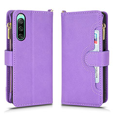Leather Case Stands Flip Cover Holder BY2 for Sony Xperia 10 IV Rose Gold