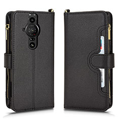 Leather Case Stands Flip Cover Holder BY2 for Sony Xperia PRO-I Black