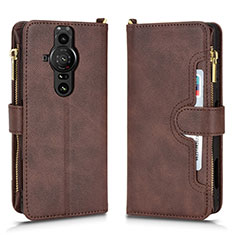 Leather Case Stands Flip Cover Holder BY2 for Sony Xperia PRO-I Brown