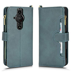 Leather Case Stands Flip Cover Holder BY2 for Sony Xperia PRO-I Green