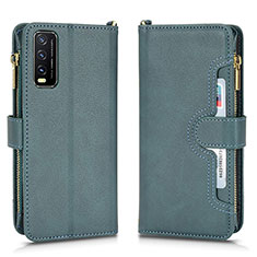 Leather Case Stands Flip Cover Holder BY2 for Vivo Y11s Green