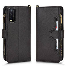 Leather Case Stands Flip Cover Holder BY2 for Vivo Y12s Black