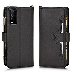 Leather Case Stands Flip Cover Holder BY2 for Vivo Y30 Black