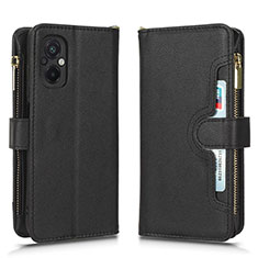 Leather Case Stands Flip Cover Holder BY2 for Xiaomi Poco M5 4G Black