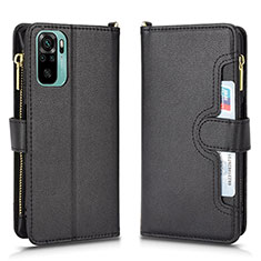Leather Case Stands Flip Cover Holder BY2 for Xiaomi Poco M5S Black