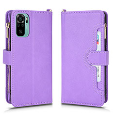 Leather Case Stands Flip Cover Holder BY2 for Xiaomi Poco M5S Purple