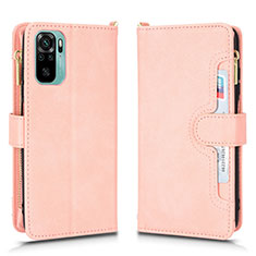 Leather Case Stands Flip Cover Holder BY2 for Xiaomi Poco M5S Rose Gold