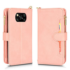 Leather Case Stands Flip Cover Holder BY2 for Xiaomi Poco X3 NFC Rose Gold