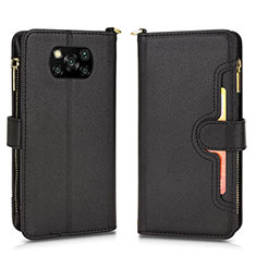 Leather Case Stands Flip Cover Holder BY2 for Xiaomi Poco X3 Pro Black