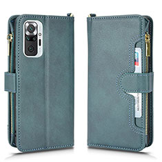 Leather Case Stands Flip Cover Holder BY2 for Xiaomi Redmi Note 10 Pro 4G Green
