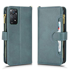 Leather Case Stands Flip Cover Holder BY2 for Xiaomi Redmi Note 11 Pro 4G Green