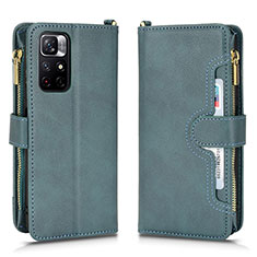 Leather Case Stands Flip Cover Holder BY2 for Xiaomi Redmi Note 11S 5G Green