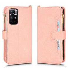 Leather Case Stands Flip Cover Holder BY2 for Xiaomi Redmi Note 11S 5G Rose Gold