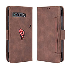 Leather Case Stands Flip Cover Holder BY3 for Asus ROG Phone 3 Brown