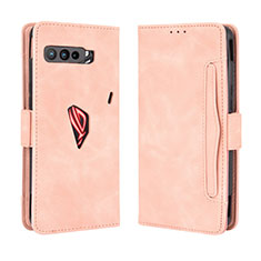 Leather Case Stands Flip Cover Holder BY3 for Asus ROG Phone 3 Pink