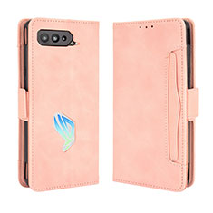 Leather Case Stands Flip Cover Holder BY3 for Asus ROG Phone 5 Ultimate Pink