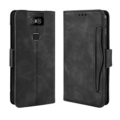 Leather Case Stands Flip Cover Holder BY3 for Asus Zenfone 6 ZS630KL Black