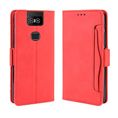 Leather Case Stands Flip Cover Holder BY3 for Asus Zenfone 6 ZS630KL Red