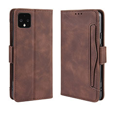 Leather Case Stands Flip Cover Holder BY3 for Google Pixel 4 Brown