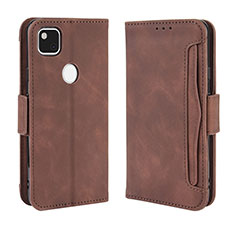 Leather Case Stands Flip Cover Holder BY3 for Google Pixel 4a Brown