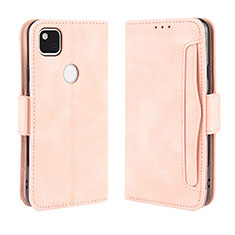 Leather Case Stands Flip Cover Holder BY3 for Google Pixel 4a Pink