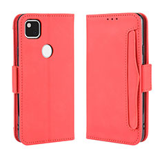 Leather Case Stands Flip Cover Holder BY3 for Google Pixel 4a Red