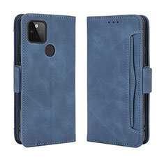 Leather Case Stands Flip Cover Holder BY3 for Google Pixel 5 XL 5G Blue
