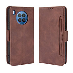 Leather Case Stands Flip Cover Holder BY3 for Huawei Honor 50 Lite Brown