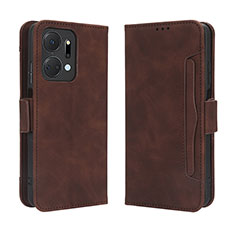Leather Case Stands Flip Cover Holder BY3 for Huawei Honor X7a Brown
