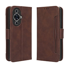 Leather Case Stands Flip Cover Holder BY3 for Huawei Nova 11 Pro Brown