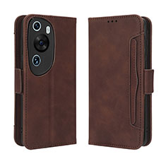 Leather Case Stands Flip Cover Holder BY3 for Huawei P60 Art Brown
