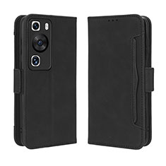 Leather Case Stands Flip Cover Holder BY3 for Huawei P60 Pro Black