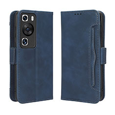 Leather Case Stands Flip Cover Holder BY3 for Huawei P60 Pro Blue