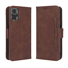 Leather Case Stands Flip Cover Holder BY3 for Motorola Moto E22i Brown