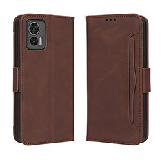 Leather Case Stands Flip Cover Holder BY3 for Motorola Moto Edge 30 Lite 5G Brown