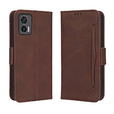 Leather Case Stands Flip Cover Holder BY3 for Motorola Moto Edge 30 Neo 5G Brown