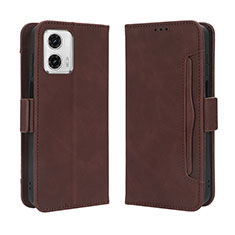 Leather Case Stands Flip Cover Holder BY3 for Motorola Moto G 5G (2023) Brown