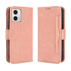 Leather Case Stands Flip Cover Holder BY3 for Motorola Moto G 5G (2023) Pink
