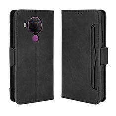 Leather Case Stands Flip Cover Holder BY3 for Nokia 5.4 Black