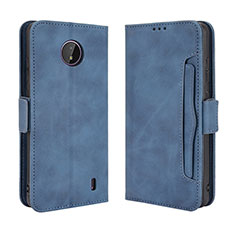 Leather Case Stands Flip Cover Holder BY3 for Nokia C10 Blue