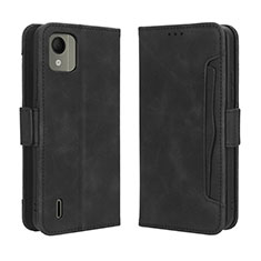 Leather Case Stands Flip Cover Holder BY3 for Nokia C110 Black
