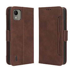 Leather Case Stands Flip Cover Holder BY3 for Nokia C110 Brown